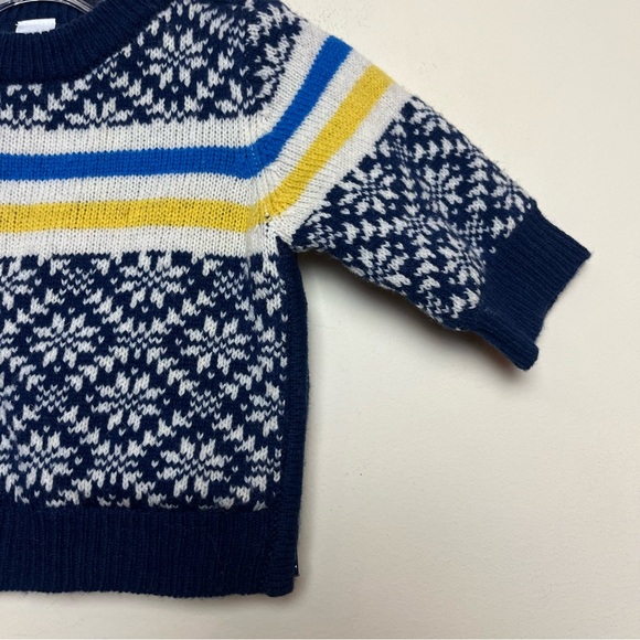 VINTAGE NWT ‘04 Baby Gap 3 months Lined Lambs wool sweater blue fair isle - Picture 3 of 12